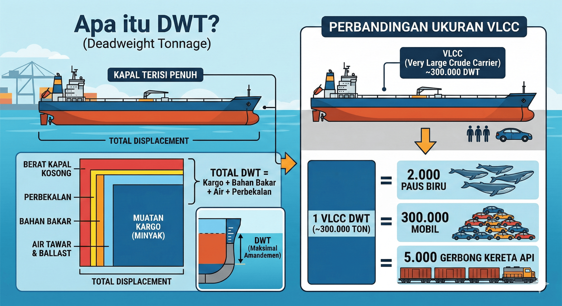 DWT dan kapasitas VLCC kalau diibaratkan ngangkut paus 🐳