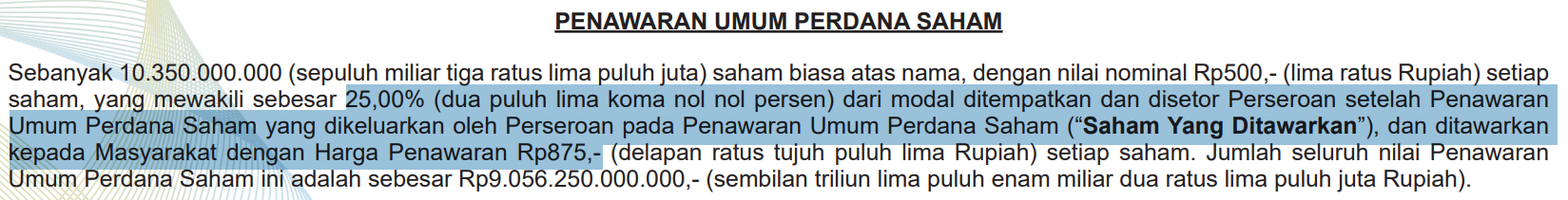 Dana IPO dapat 9 triliun
