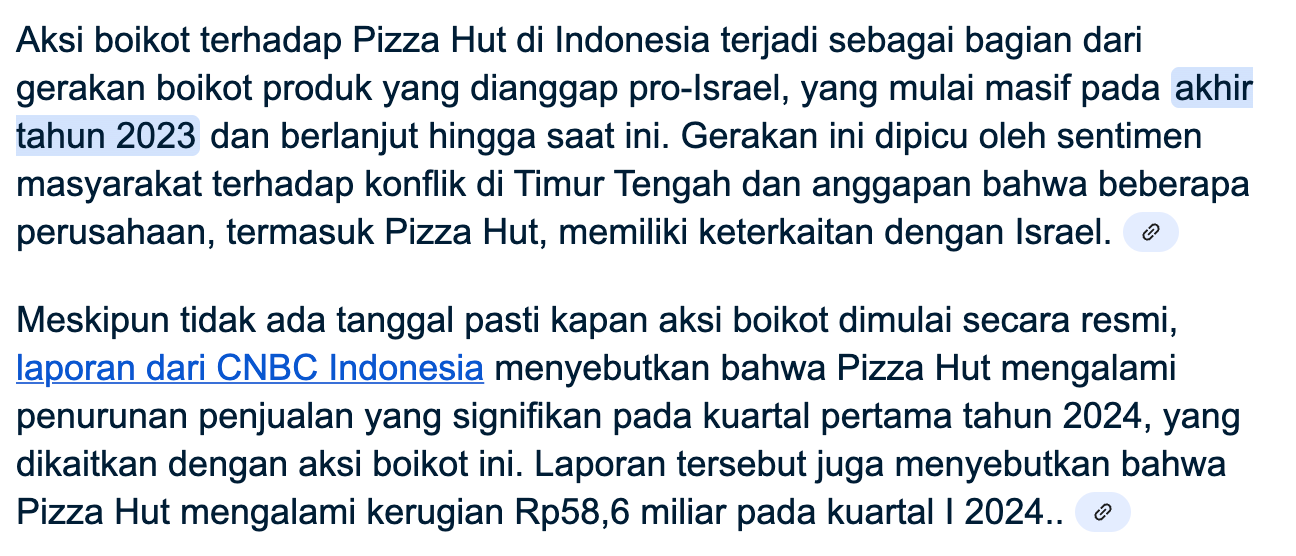 Akhir tahun 2023 mulai ada gerakan boikot
