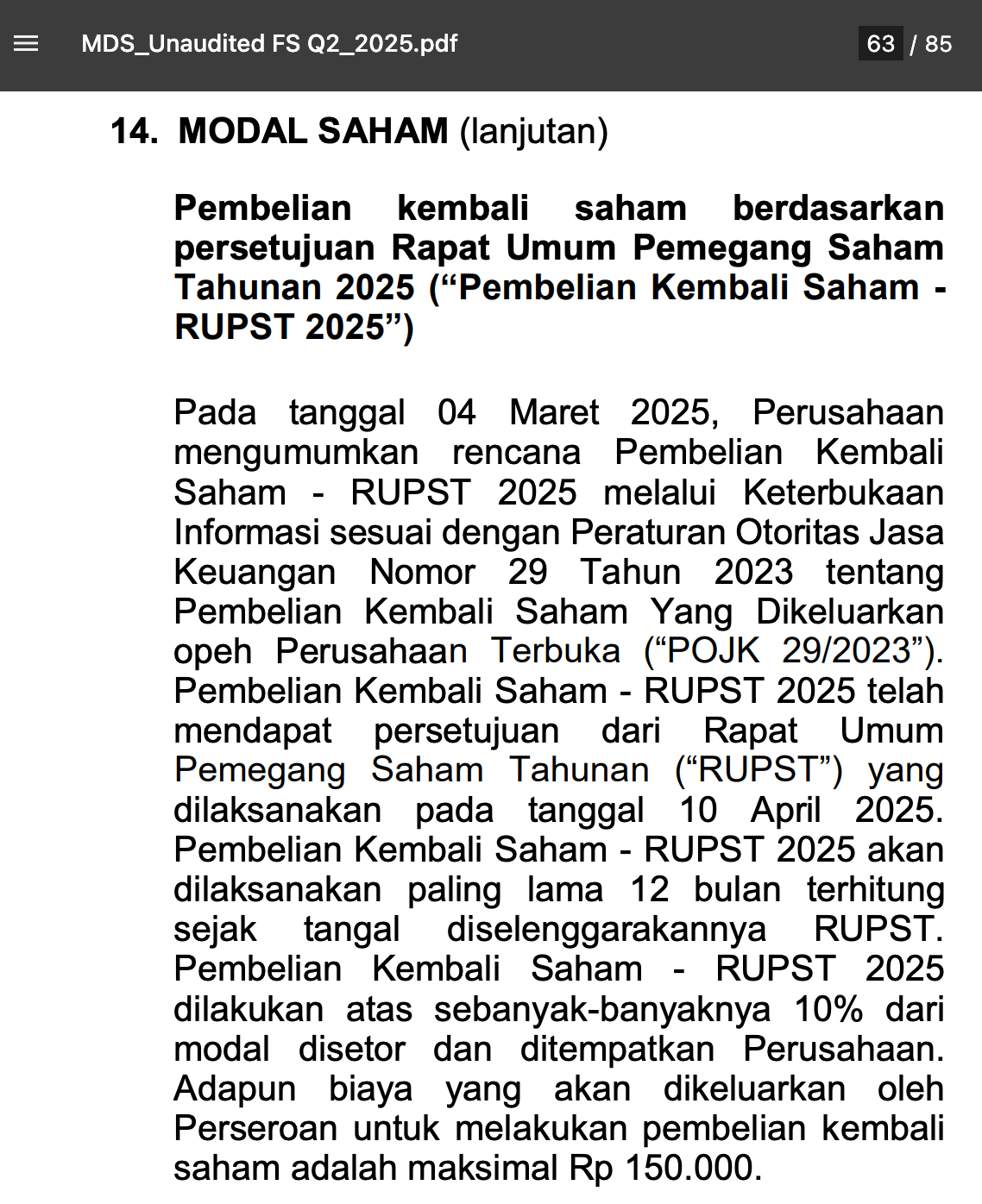 LPPF rencana buyback senilai 150 miliar IDR per tanggal 4 Maret 2025 - 4 Maret 2026
