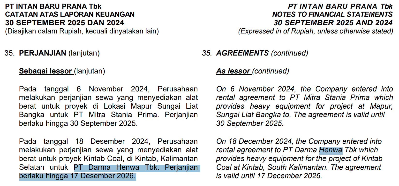 Perjanjian kerja sama ini berlaku hingga 17 Desember 2026