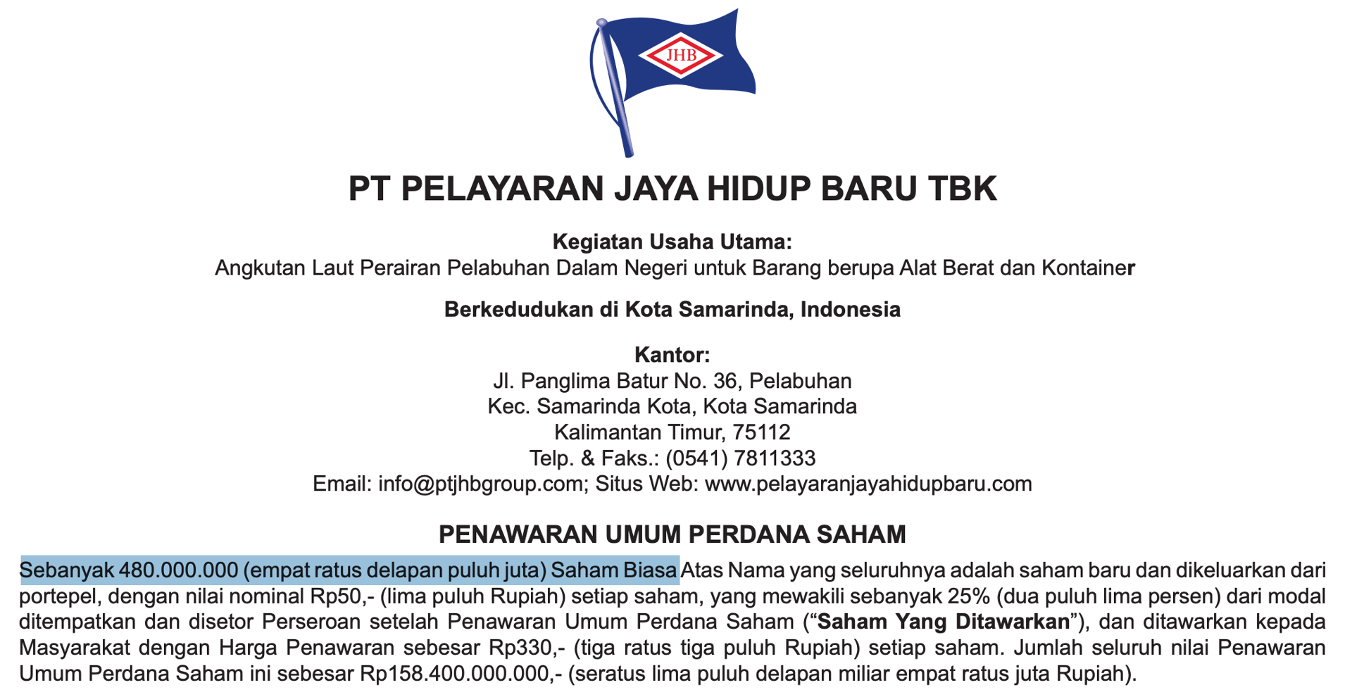 Ada 4.800.000 lot saham yang ditawarkan ke pasar